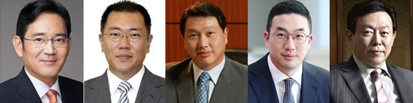 왼쪽부터 이재용, 정의선, 최태원, 구광모, 신동빈. /사진=각 사