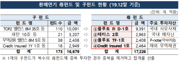 환매연기 모자펀드 현황. /자료=금융감독원