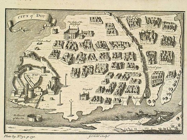 인도 디우 마을과 포르투갈 요새. 1729년 영국 판화. /출처=위키피디아