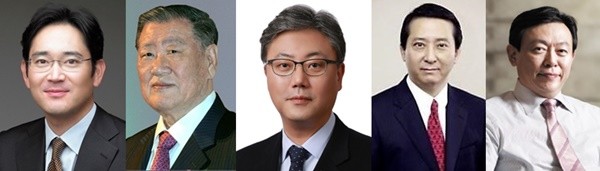 사진 왼쪽부터 이재용, 정몽구, 박성하, 권영수, 신동빈.