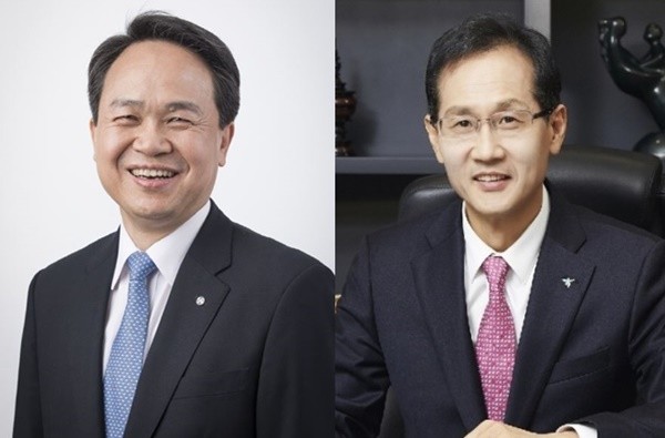 왼쪽부터 진옥동 신한은행장, 지성규 하나은행장.