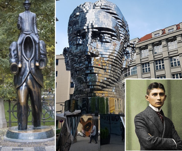 체코 프라하에 있는 프란츠 카프카(맨오른쪽)의 동상 및 조형물. /사진=픽사베이