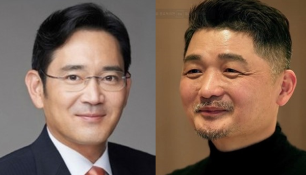 김범수 카카오 이사회 의장(오른쪽)이 이재용 삼성전자 부회장을 주식부자 순위에서 앞선 것으로 나타났다. /사진=카카오, 삼성전자