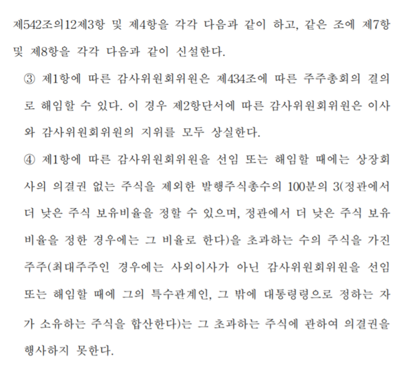 상법 개정안 일부 내용. /자료=국회 법제사법위원회