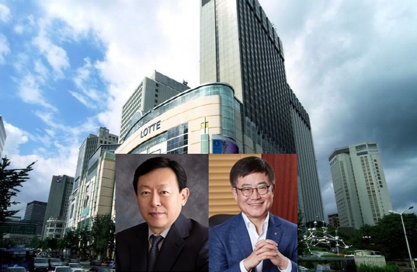 신동빈 롯데그룹 회장(사진 왼쪽)과 강희태 롯데쇼핑 부회장.