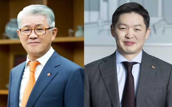최신원 회장과 장남 최성환 경영총괄. /사진=SK네트웍스