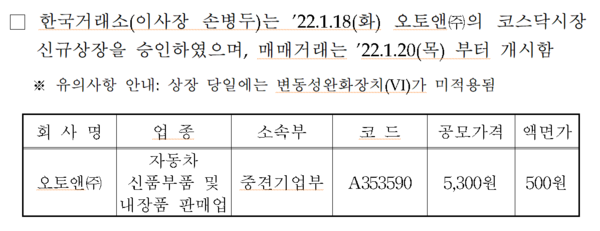 기업심사위원회가 신라젠의 상장폐지를 결정한 지난 18일, 한국거래소는 오토앤의 코스닥 상장을 승인했다. /자료=한국거래소