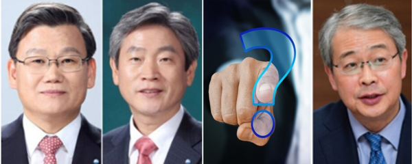 우리금융 임원후보추천위원회가 오는 27일 차기 우리금융지주 회장 ‘숏리스트’를 발표할 예정이다. 사진 왼쪽부터 이원덕 우리은행장과 박화재 우리금융 사장, 하나 건너 뛰고 임종룡 전 금융위원장. /사진=우리금융, 우리은행, 금융위원회, 픽사베이