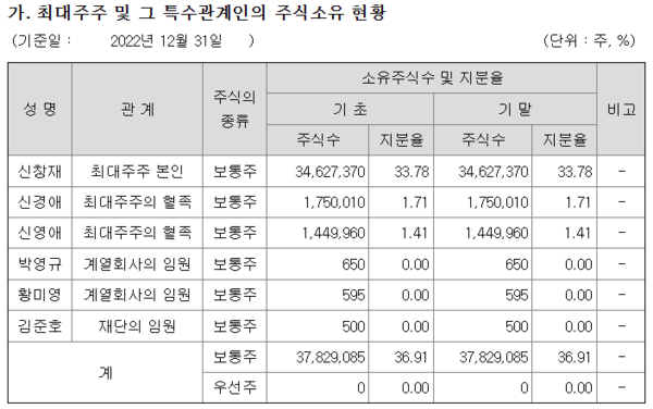 교보생명 최대주주 보유지분 현황. /전자공시시스템