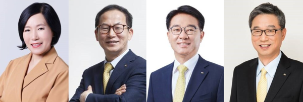 KB금융 회장후보추천위원회는 차기 회장 후보자로 모두 6명을 확정했다. 이 가운데 내부 출신은 박정림 KB금융 총괄부문장, 양종희, 이동철, 허인 KB금융 부회장(가나다순, 사진 왼쪽부터) 등 4명이다. /사진=KB금융