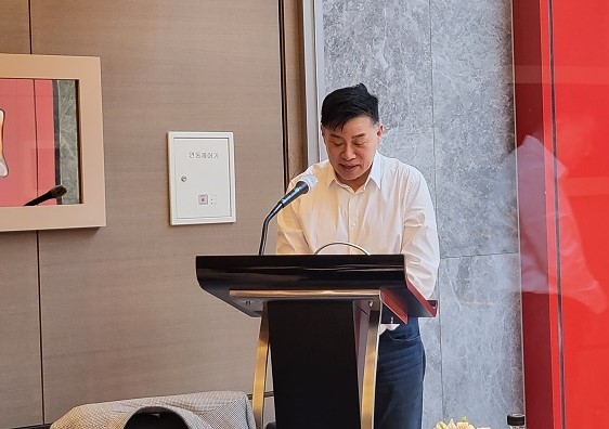 이제훈 한선엔지니어링 대표가 지난 8일 기자간담회에서 성장 전략을 소개하고 있다. /사진=한선엔지니어링