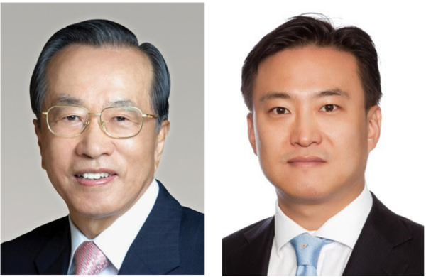 김재철 동원산업 명예회장(왼쪽)과 김남정 부회장. /사진=동원그룹