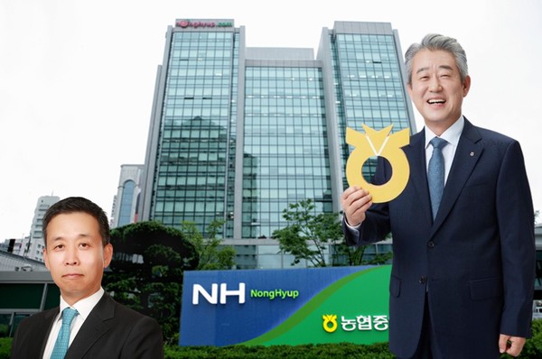 강호동 농협중앙회 회장(오른쪽)과 윤병운 NH투자증권 사장 내정자. /사진=농협중앙회, NH투자증권