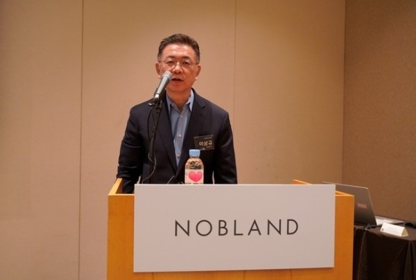 이상규 노브랜드 대표가 지난 3일 IPO 간담회를 진행하고 있다. /사진=노브랜드