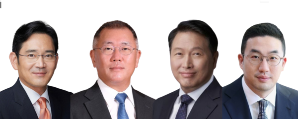 왼쪽부터 이재용 삼성그룹 회장, 정의선 현대차그룹 회장, 최태원 SK그룹 회장, 구광모 LG그룹 회장. 