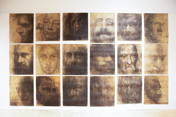 김명숙, 작가 만다라 연작, 196x125cm, 종이 위에 혼합재료, 2024 (24개)