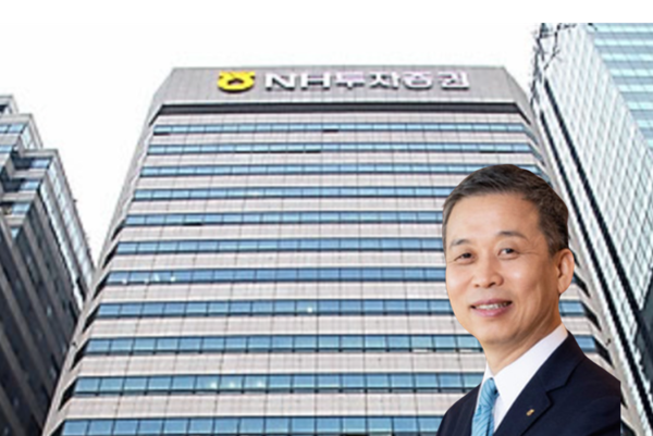 NH투자증권 본사 건물과 윤병운 사장. /NH투자증권