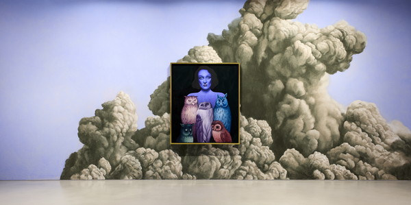 니콜라스 파티, '구름', 2024, 벽에 소프트 파스텔, 350 x 800 cm. ©니콜라스 파티. 작가 제공
