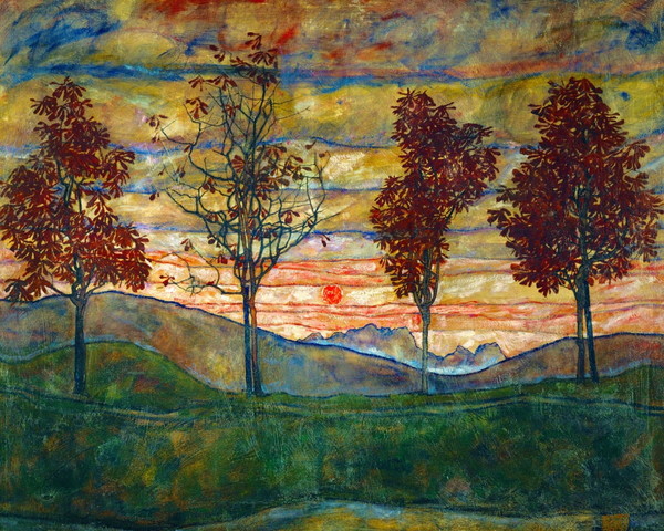 에곤 실레, 네 그루의 나무, 1917년