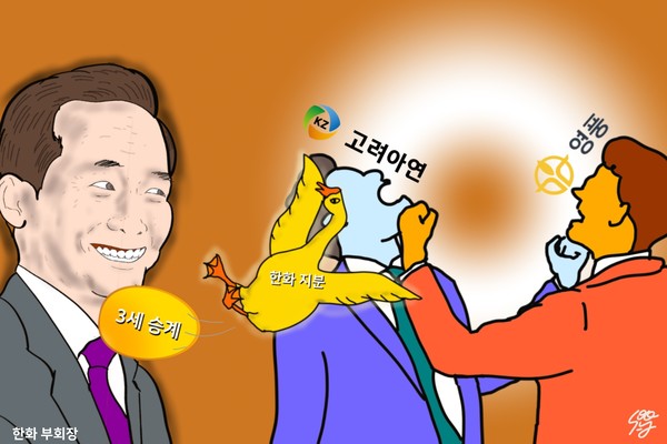 고려아연 한화 지분 인수로 지배력 강화한 김동관 부회장. /일러스트=조수연 편집위원