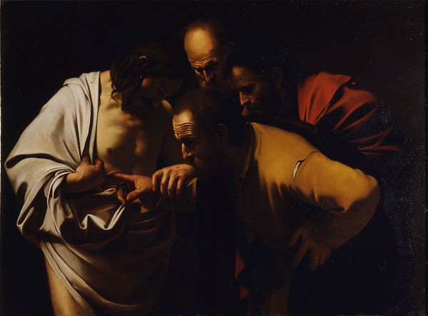 카라바조, '성 토마스의 의심', c. 1601-1602, 캔버스에 유채, 108x146 cm, 우피치 미술관