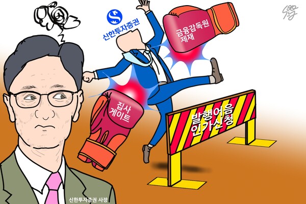 이재명정부 금융위, ‘신한증권 발행어음 인가’ 안 되는 이유. /일러스트=조수연 편집위원