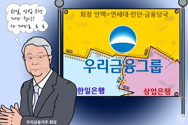 임종룡 회장님의 연임 전략?/일러스트= 조수연 편집위원