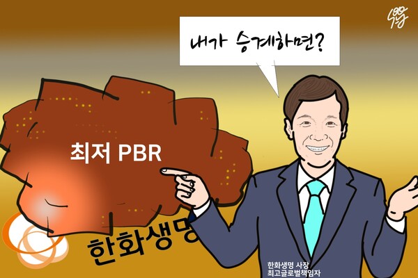 저PBR과 김동원 사장의 한화생명 승계. /일러스트=조수연 편집위원