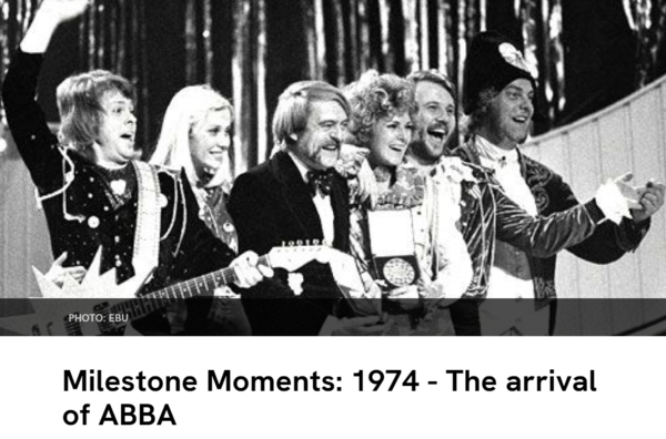 1974년 팝그룹 아바는 ‘워털루’라는 노래로 조국 스웨덴에 최초의 유로비전송 콘테스트 우승 메달을 안긴다. /사진=유로비전송콘테스트 누리집